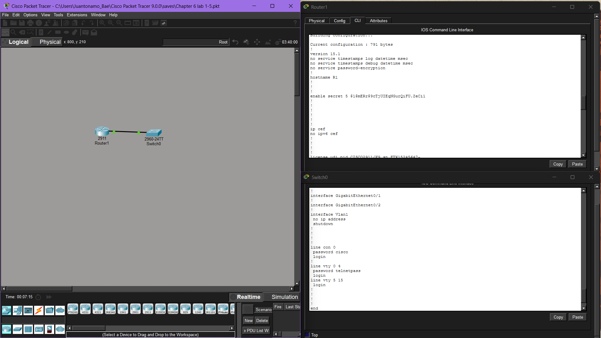 CCNA Ch 6 Lab Screenshot