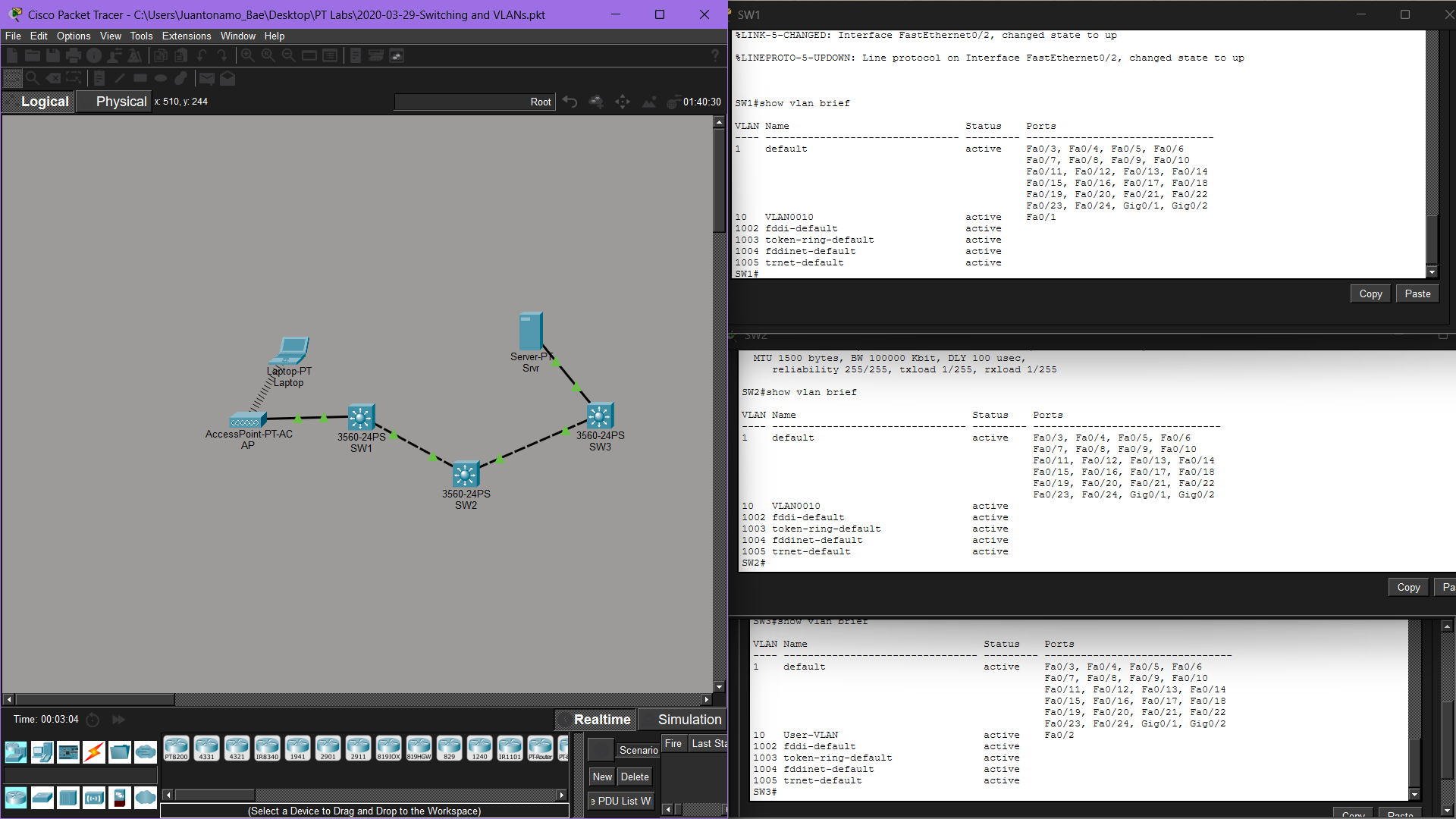 VLAN Lab Screenshot