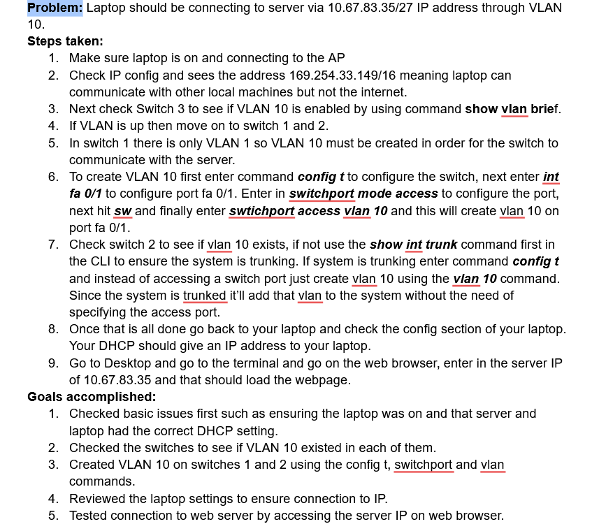 VLAN Lab Notes Screenshot